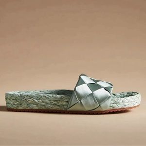 Anthropologie Bibi Lou Satin Slide Sandals - Slate
